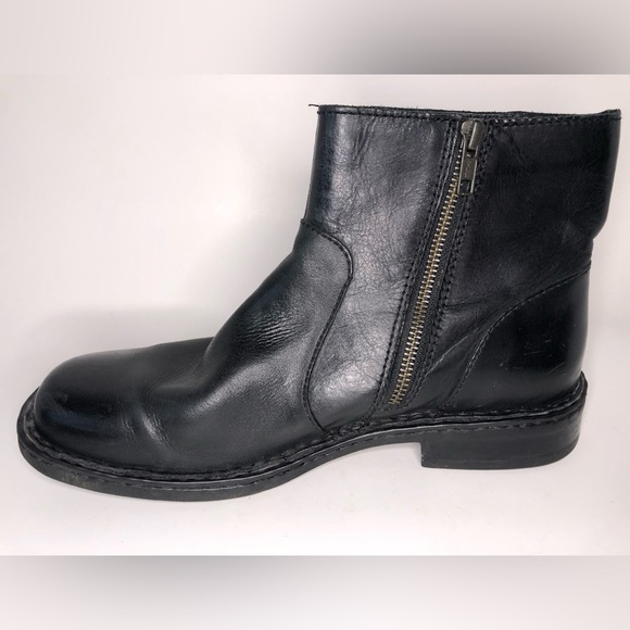 Born Ward Black Leather Side Zip Square Toe Casual Ankle Boots Mens Size 8 - Picture 8 of 12